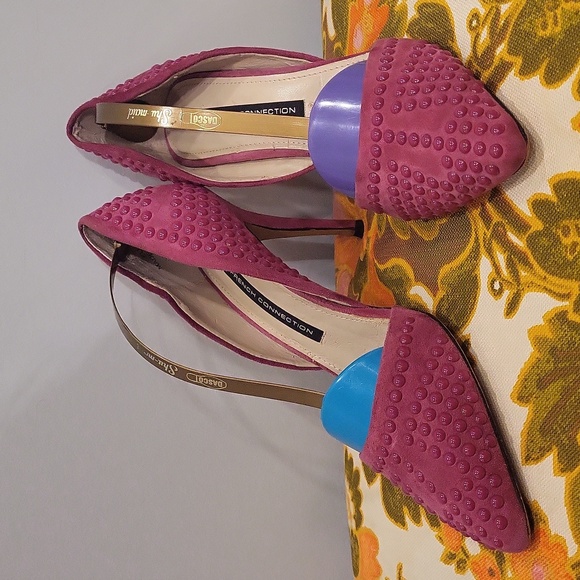 French Connection Pink Suede Studded 4 inch Heels - Picture 8 of 9